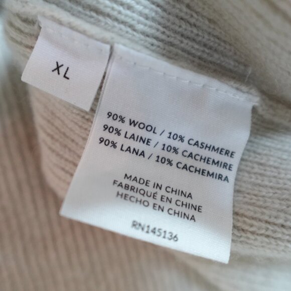 Nadaam Sweater Large Beige Crewneck Wool Cashmere Blend - Picture 4 of 8